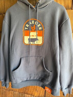 Traeger Weathered Blue Logo Hoodie - Pullover Sweatshirt